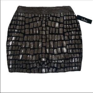 Lulu’s Black and Silver Sequins Mini Skirt size Small